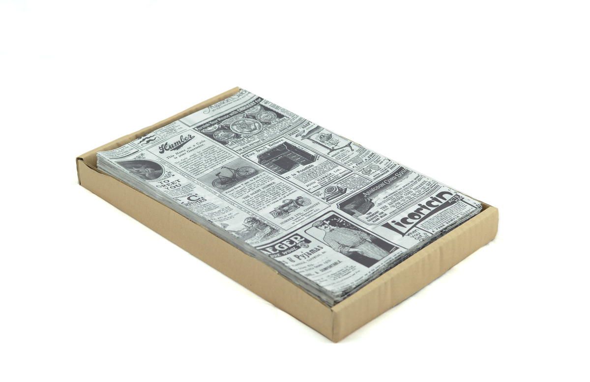 Papel antigrasa (500 ud) - Diseño periódico - Productos de Hostelería