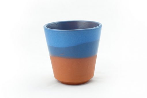 vaso de barro decorado azul
